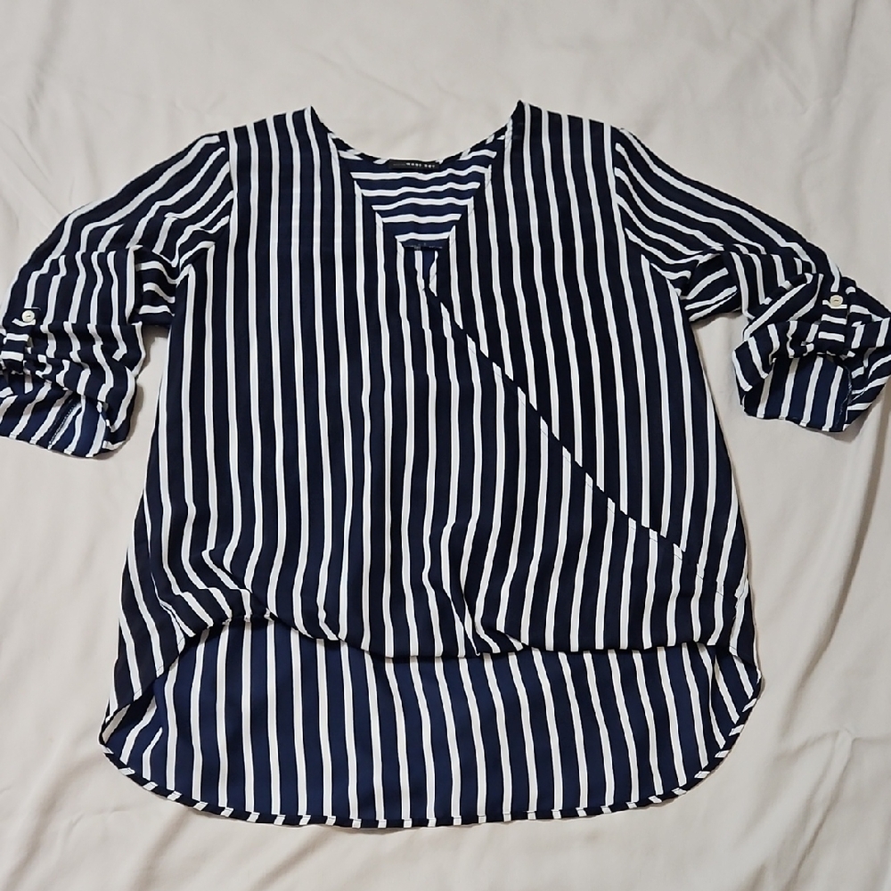 West Kei Navy and White Striped Blouse